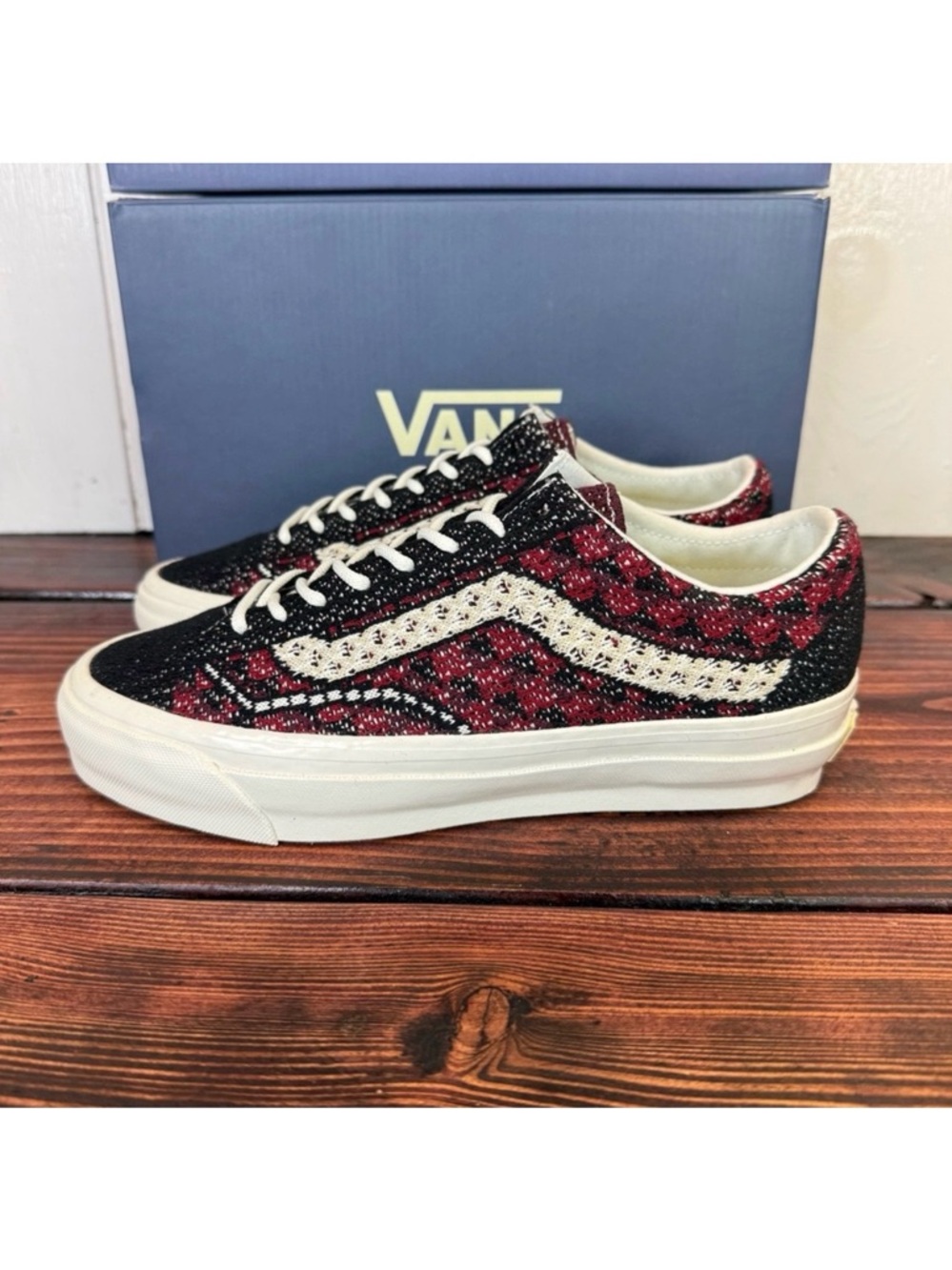 NIB Vans LX Old Skool 36 EK Geo Check Bordeaux Sneakers - New in Box!